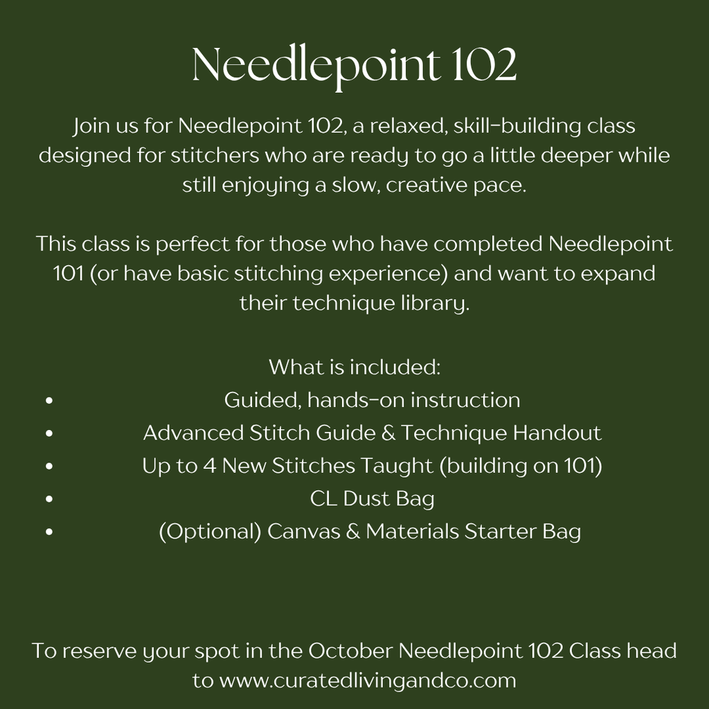 October 20th Needlepoint 102 Class