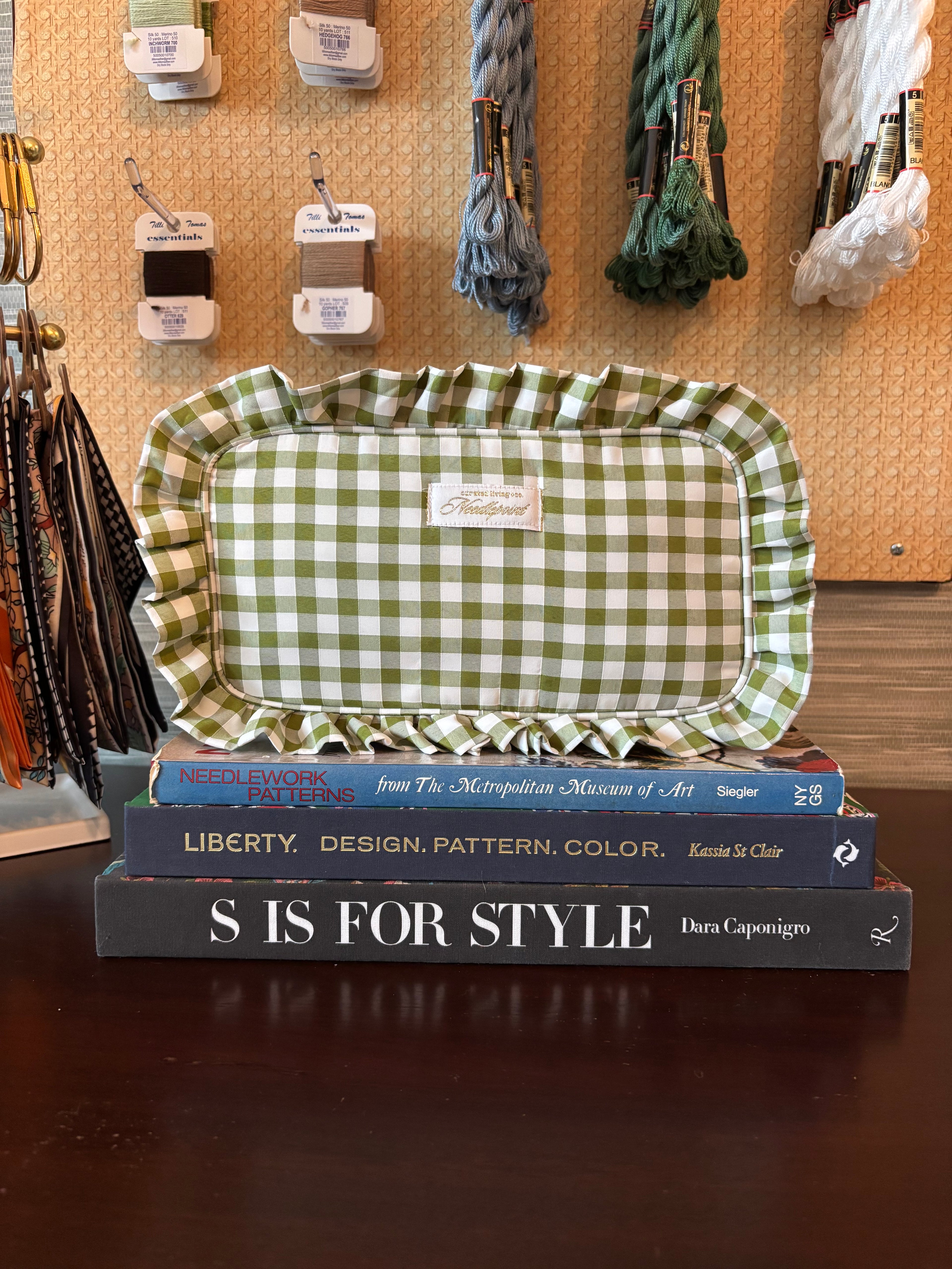 Green Check Zipper Pouch