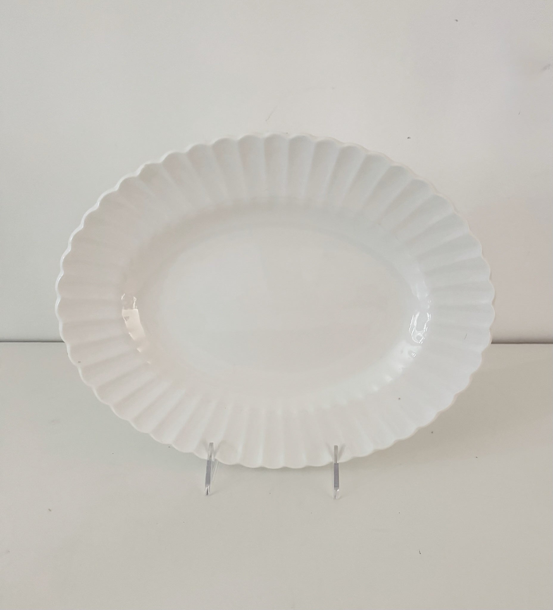 Vintage J&G Meakin Classic White Oval Serving Platter with Scalloped Rim