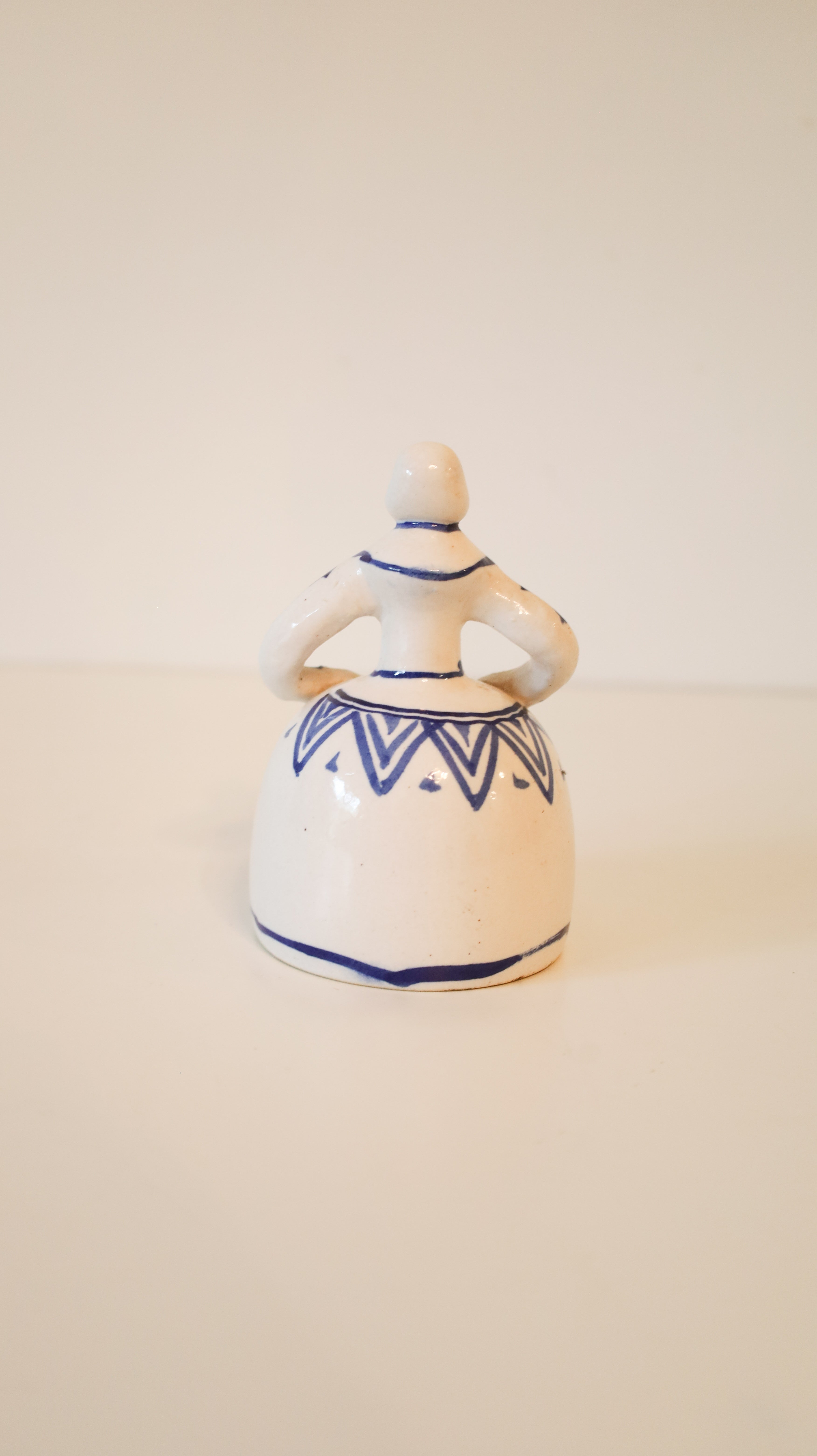 Vintage Delft Blue Dutch Girl Ceramic Hand Bell