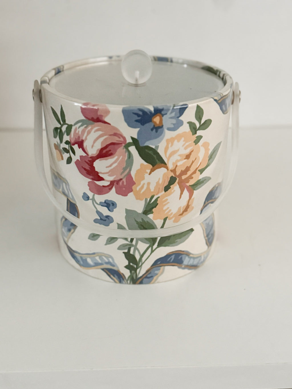 Kraftware Vintage Floral and Ribbon Ice Bucket