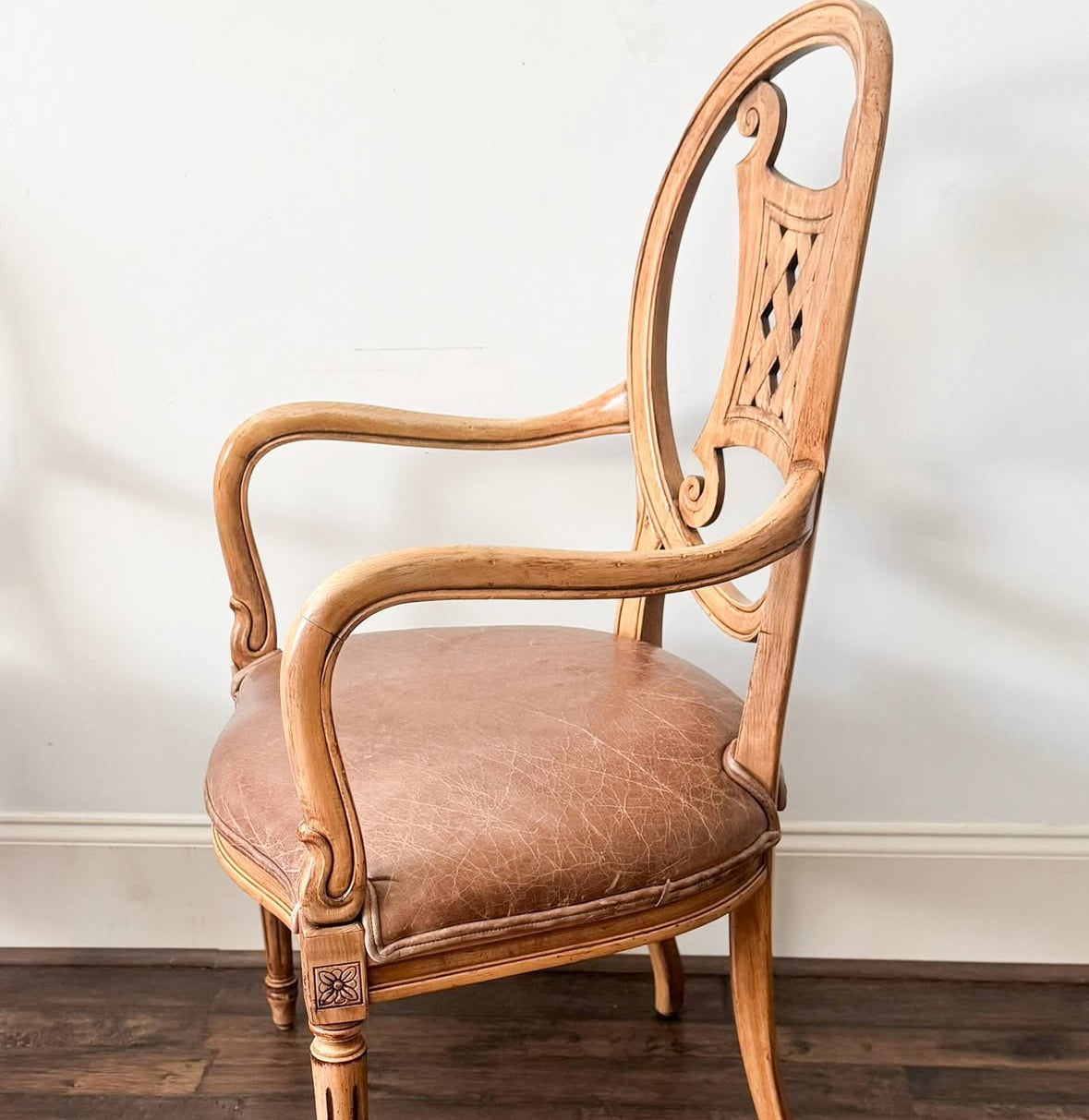 Pair of Drexel Heritage Sheraton Style Armchairs with Leather Seats