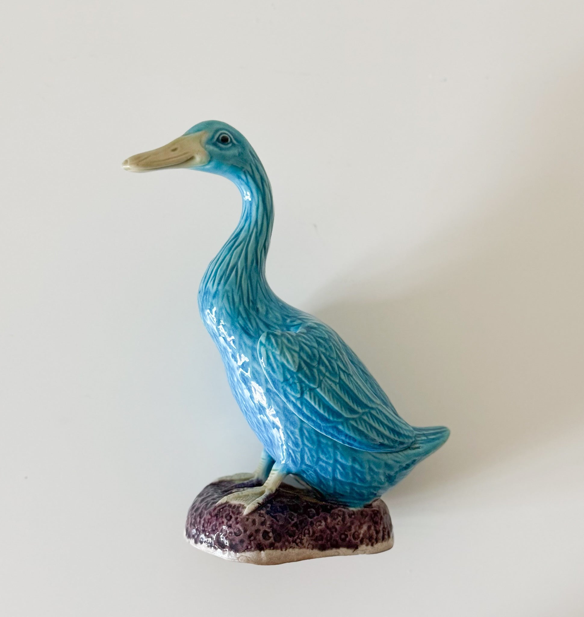 Vintage Chinese Turquoise Porcelain Duck Figurine