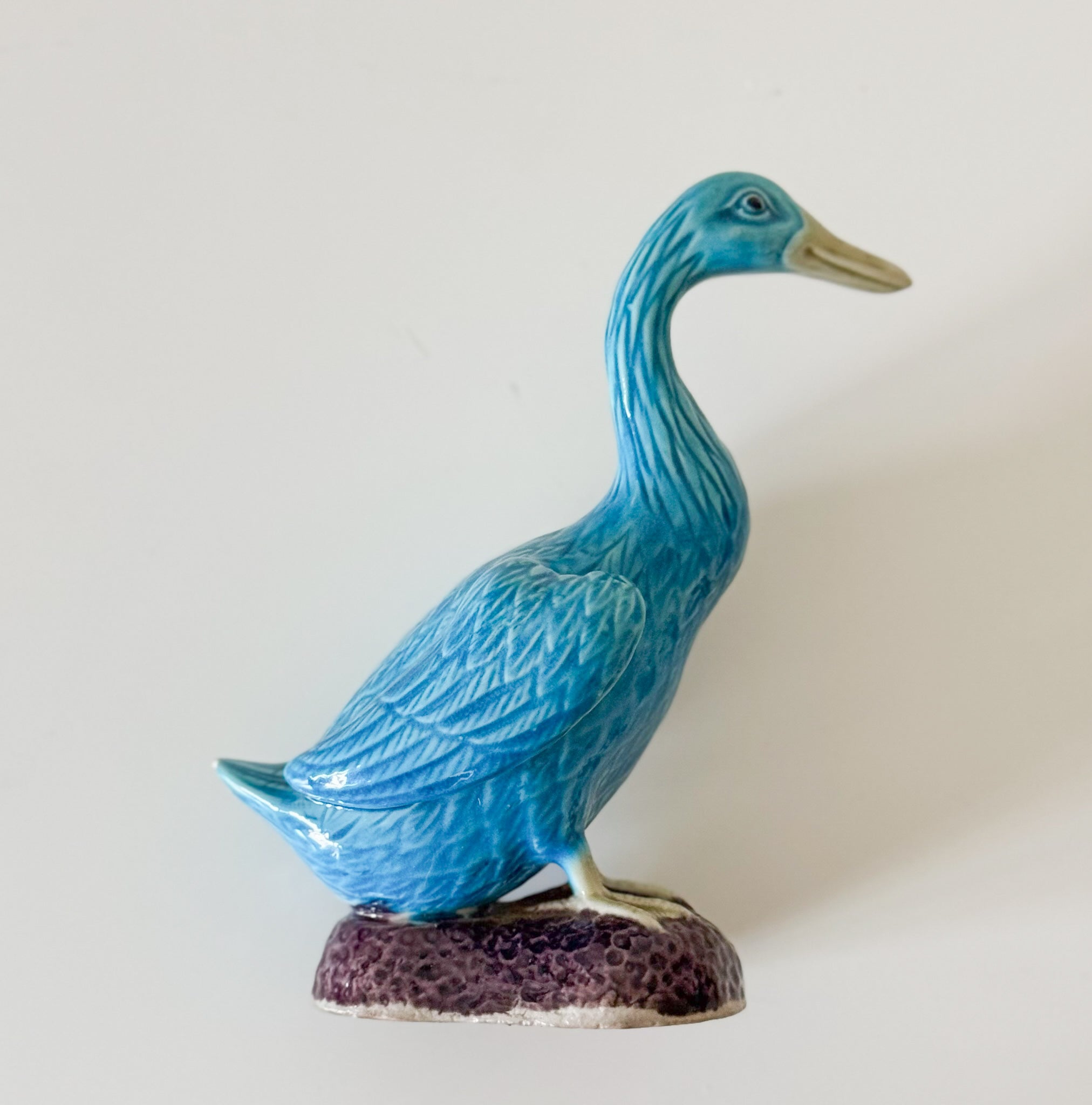 Vintage Chinese Turquoise Porcelain Duck Figurine