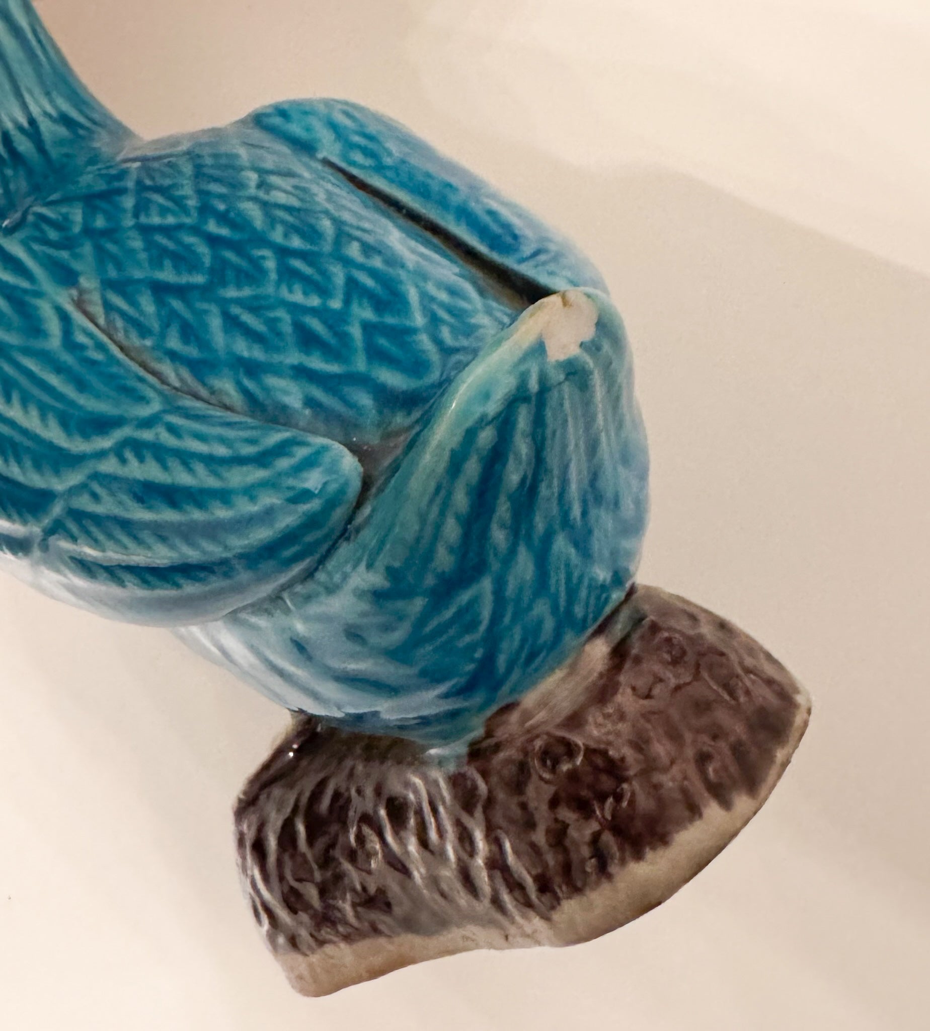 Vintage Chinese Turquoise Porcelain Duck Figurine