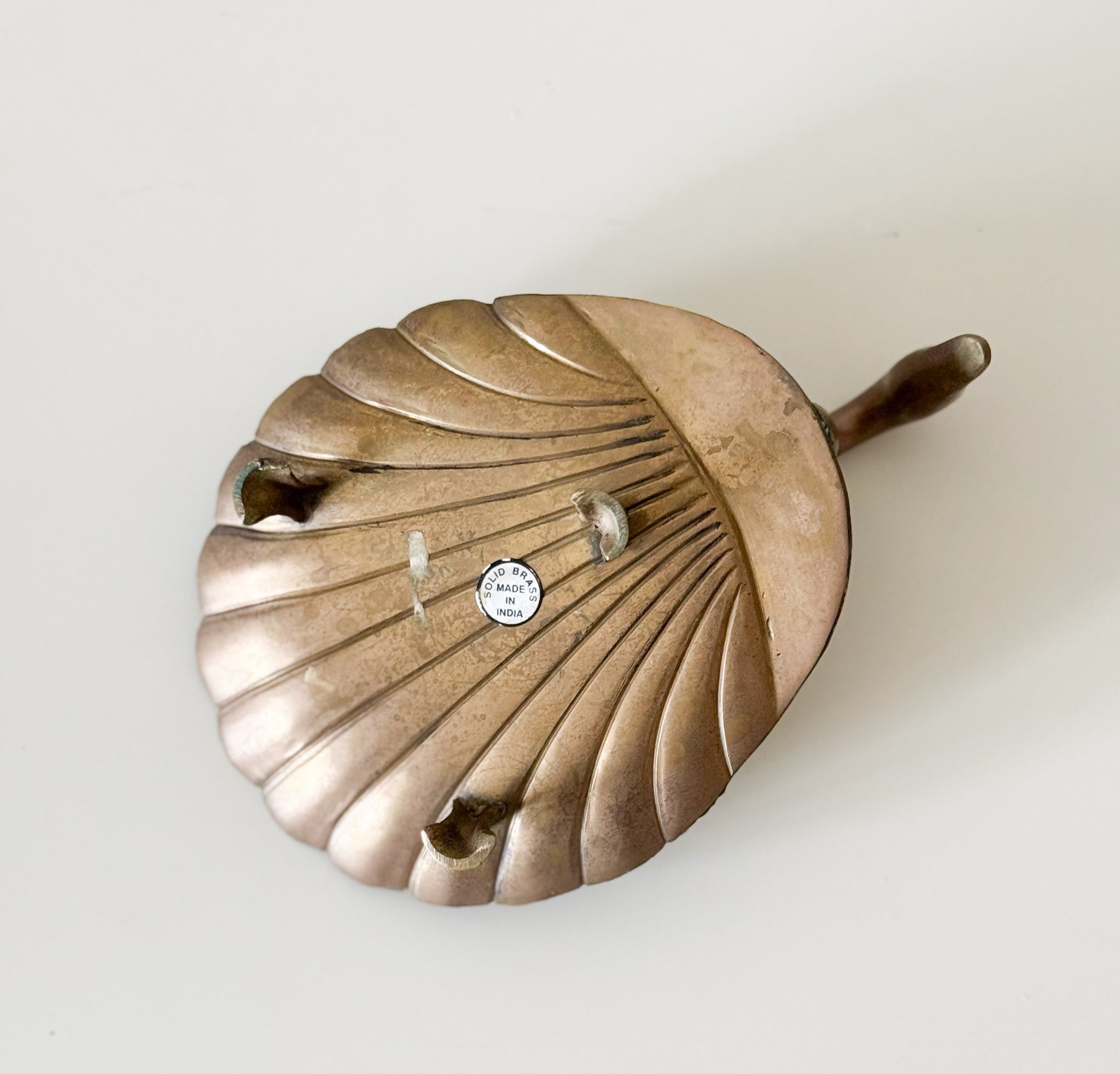 Vintage Scalloped Solid Brass Footed Swan Dish