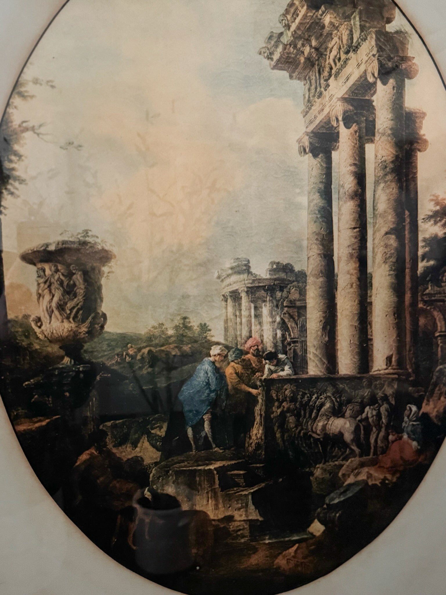 Vintage Framed Print of "Roman Ruins with Figures" by Giovanni Paolo Panini