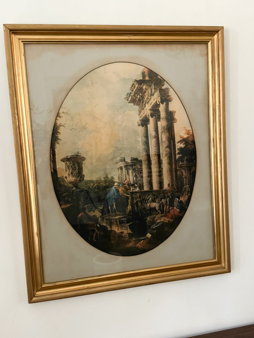 Vintage Framed Print of "Roman Ruins with Figures" by Giovanni Paolo Panini