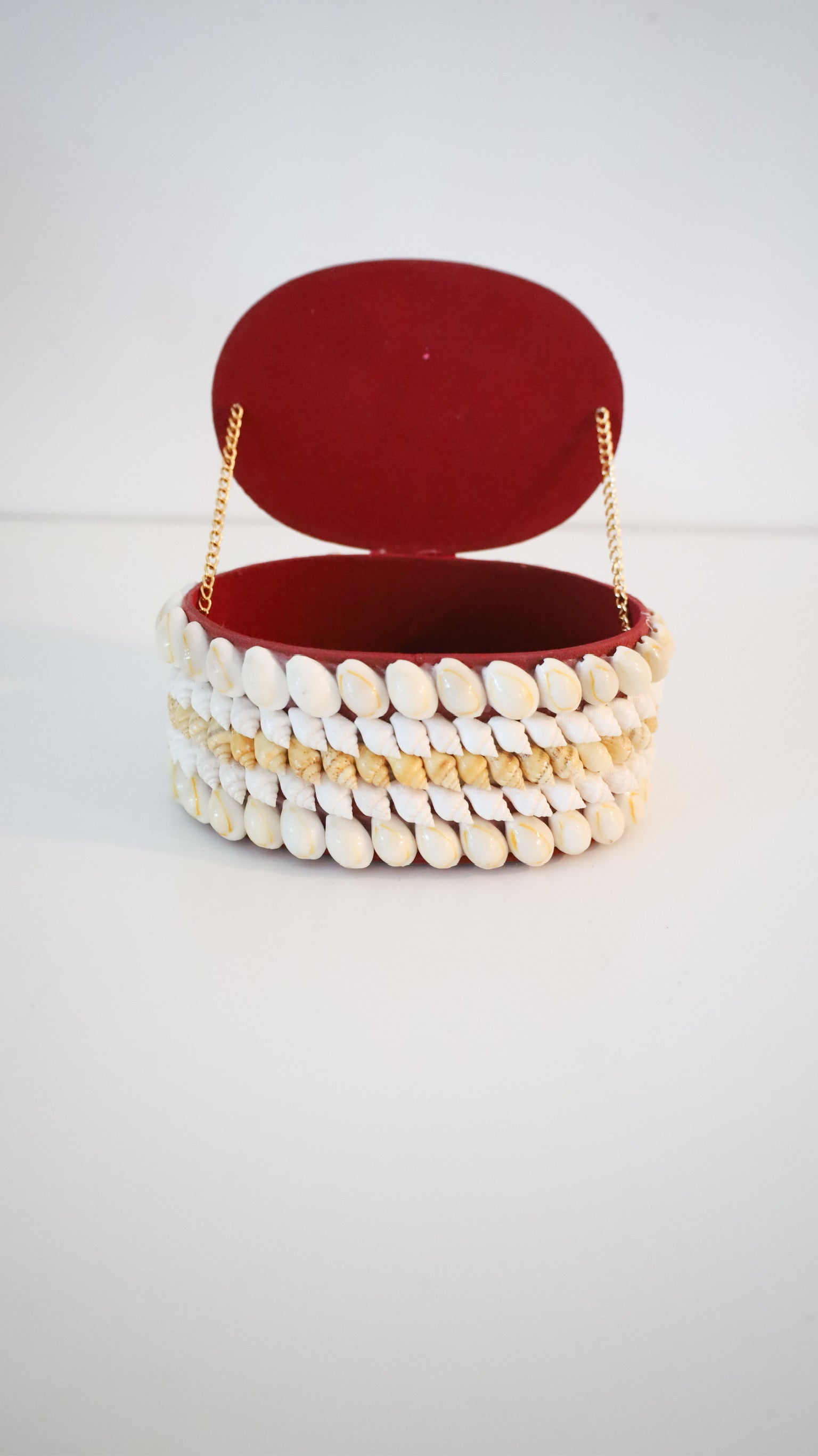 Victorian-Inspired Oval Vintage Trinket Box with Red Velvet Lining