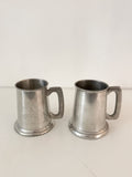 Pair of Vintage Refined Pewter Tankard Beer Steins with Glass Bottoms