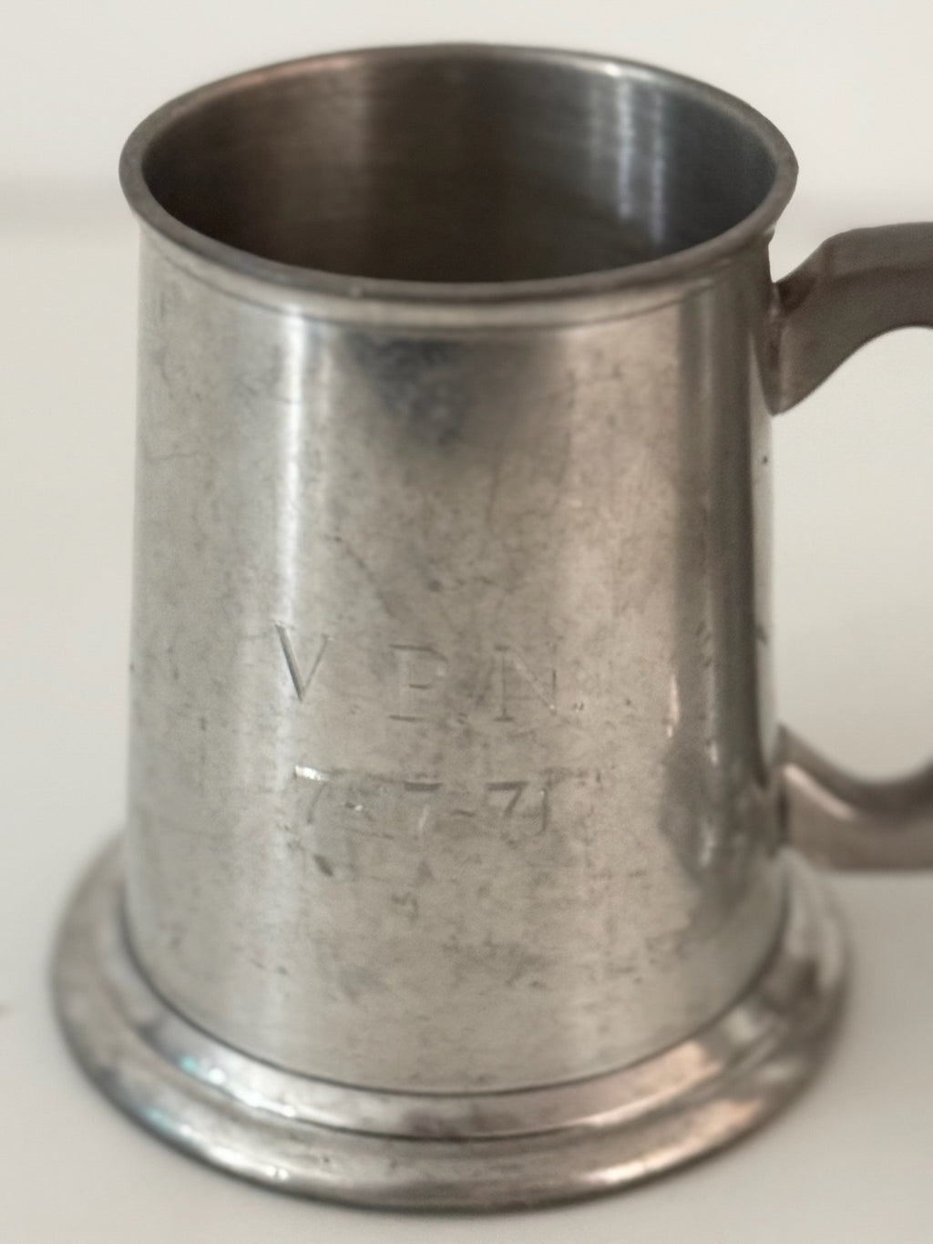 Pair of Vintage Refined Pewter Tankard Beer Steins with Glass Bottoms
