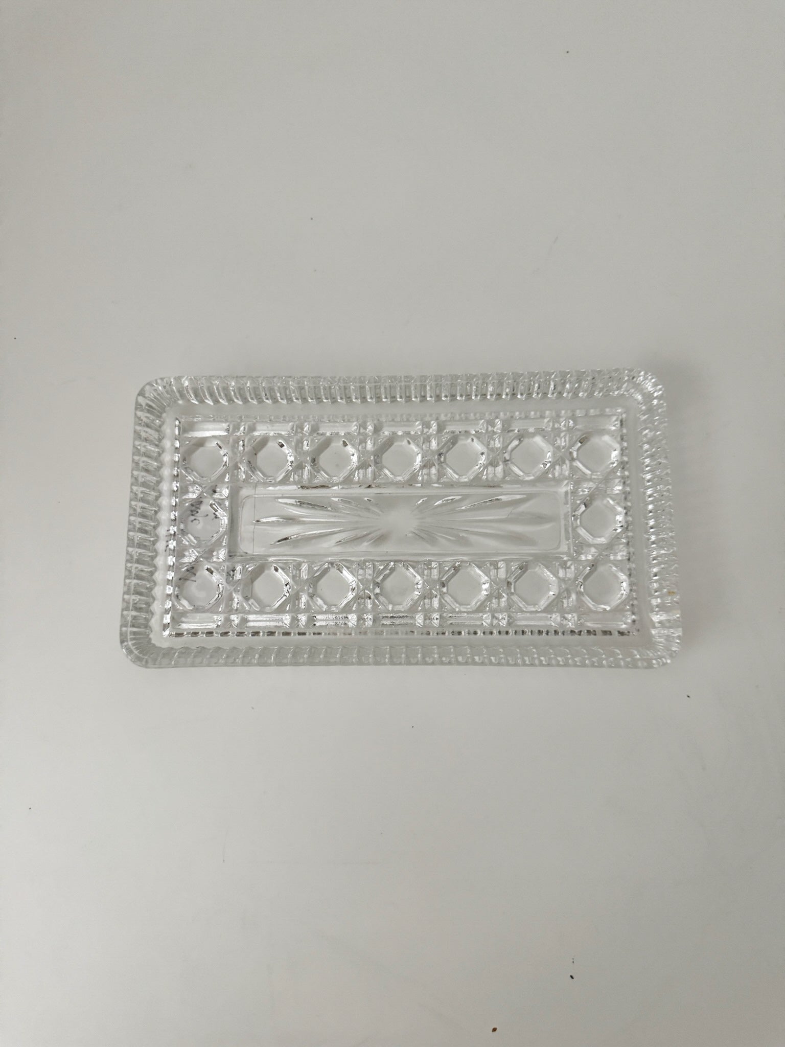Vintage Cut Glass Rectangle Dish