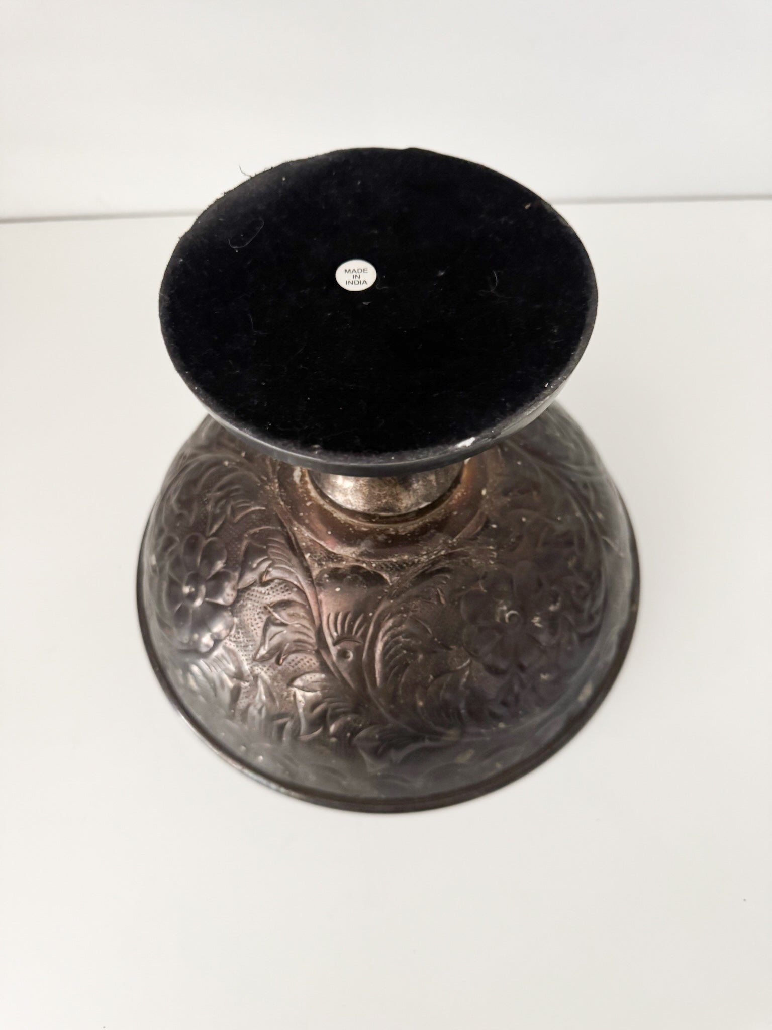 Vintage Ornate Metal Pedestal Bowl