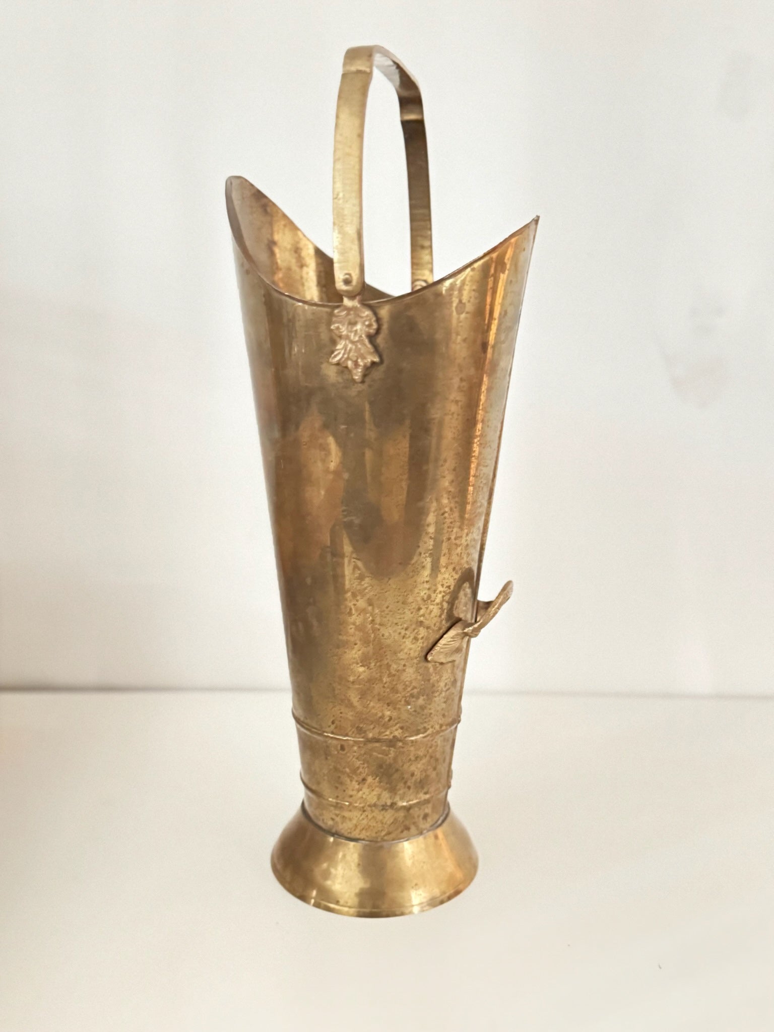 Vintage Brass Coal Scuttle Bucket with 2 Handles